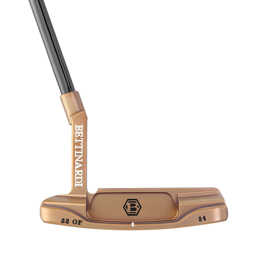 Bettinardi x Eagle Rare Limited Edition Putter #22 of 24, front view showing rose gold PVD finish and Bettinardi branding